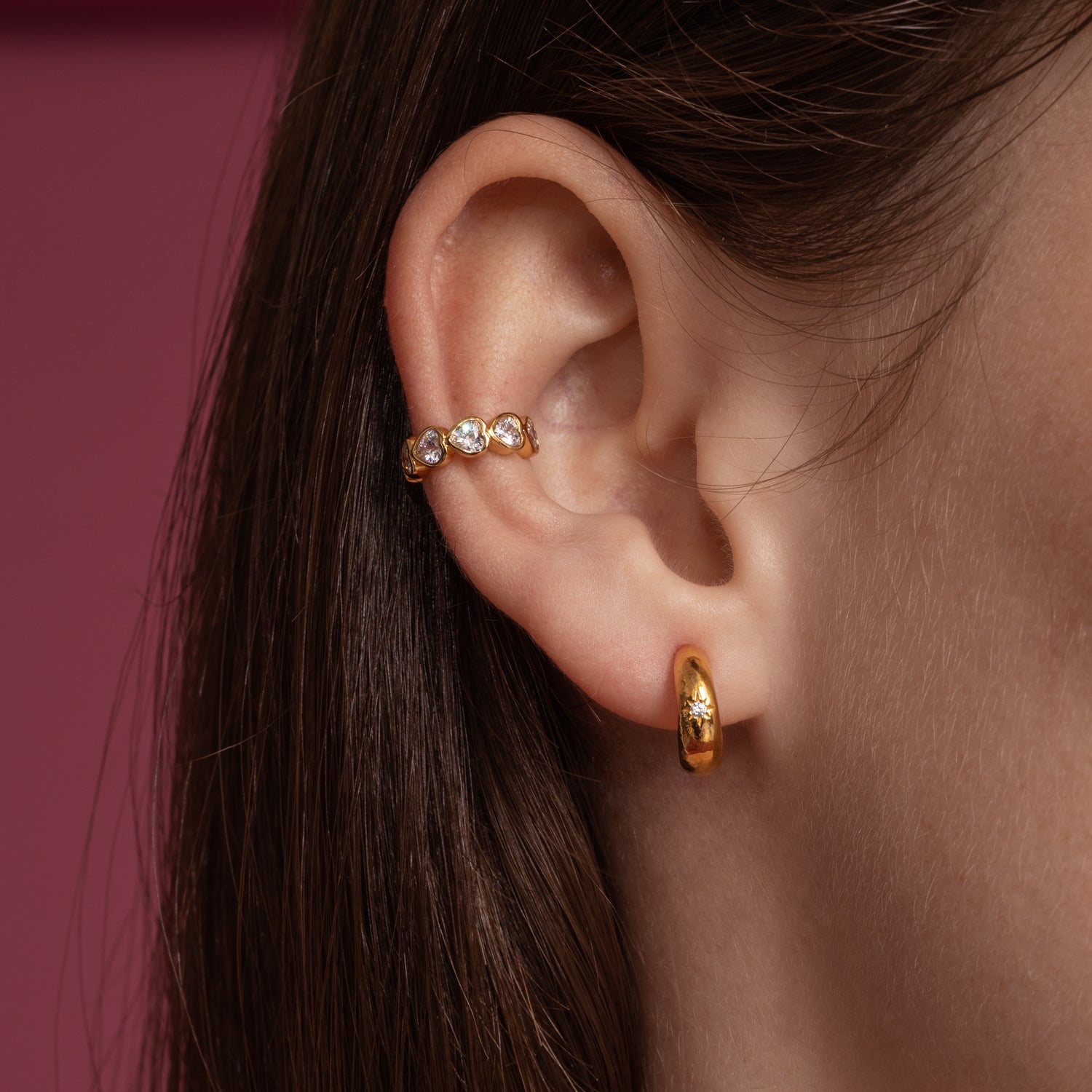 Circle Link Rose Gold-Plated Half-Hoop Earrings – Priyaasi